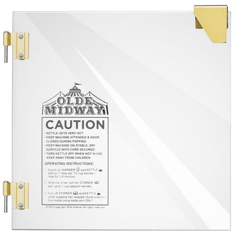 8 oz Popcorn Machine Door Replacement for Olde Midway Movie Theater Style Popcorn Popper, Gold